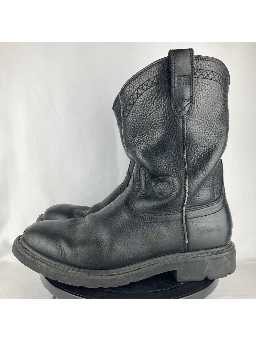 Men’s 10.5 Ariat Sierra Boots Black Leather Pull On Waterproof Work Soft Toe
